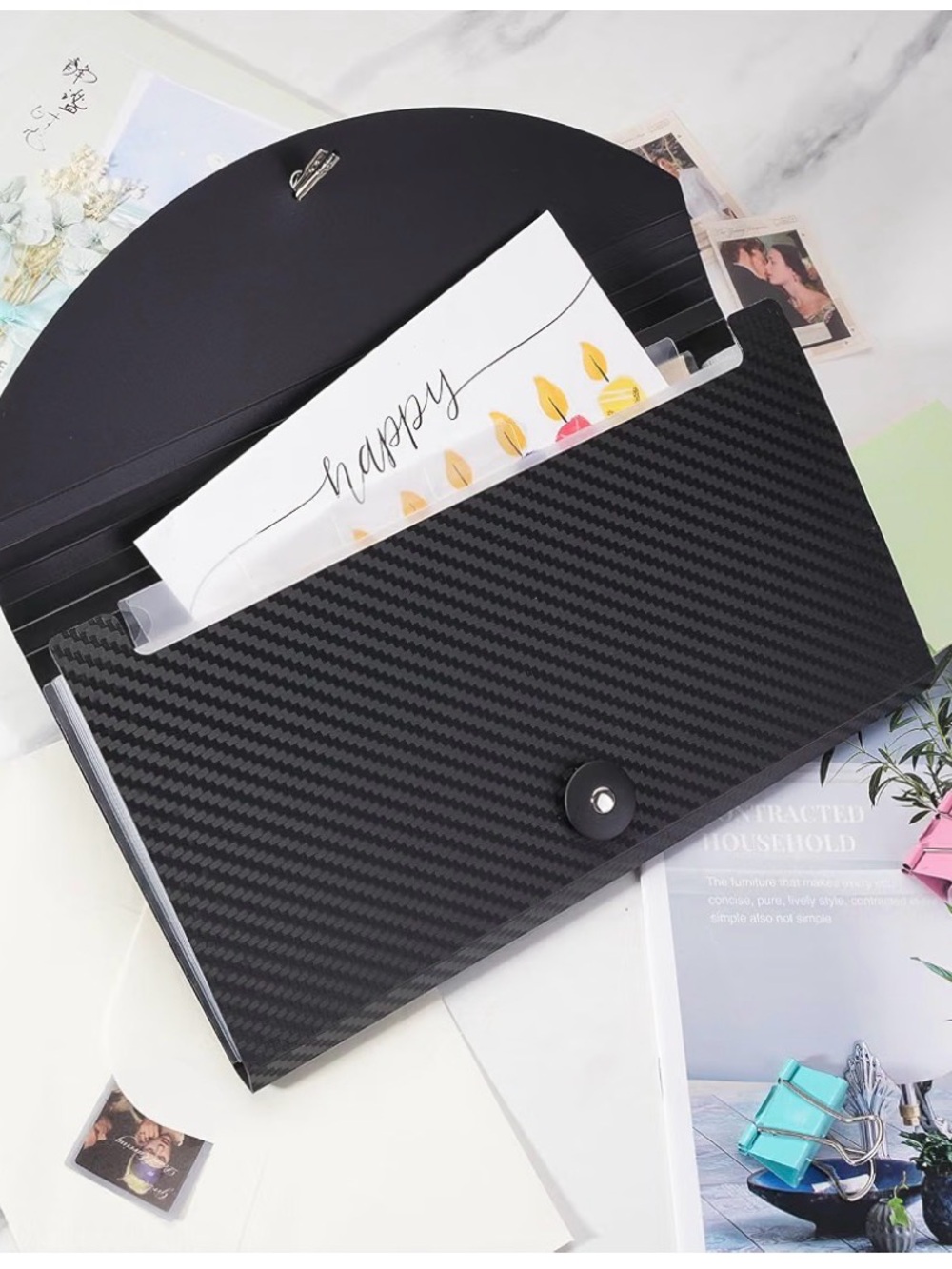 Accordion File Folder with Tabs and Elastic Closure, 13 Pocket File Organizer